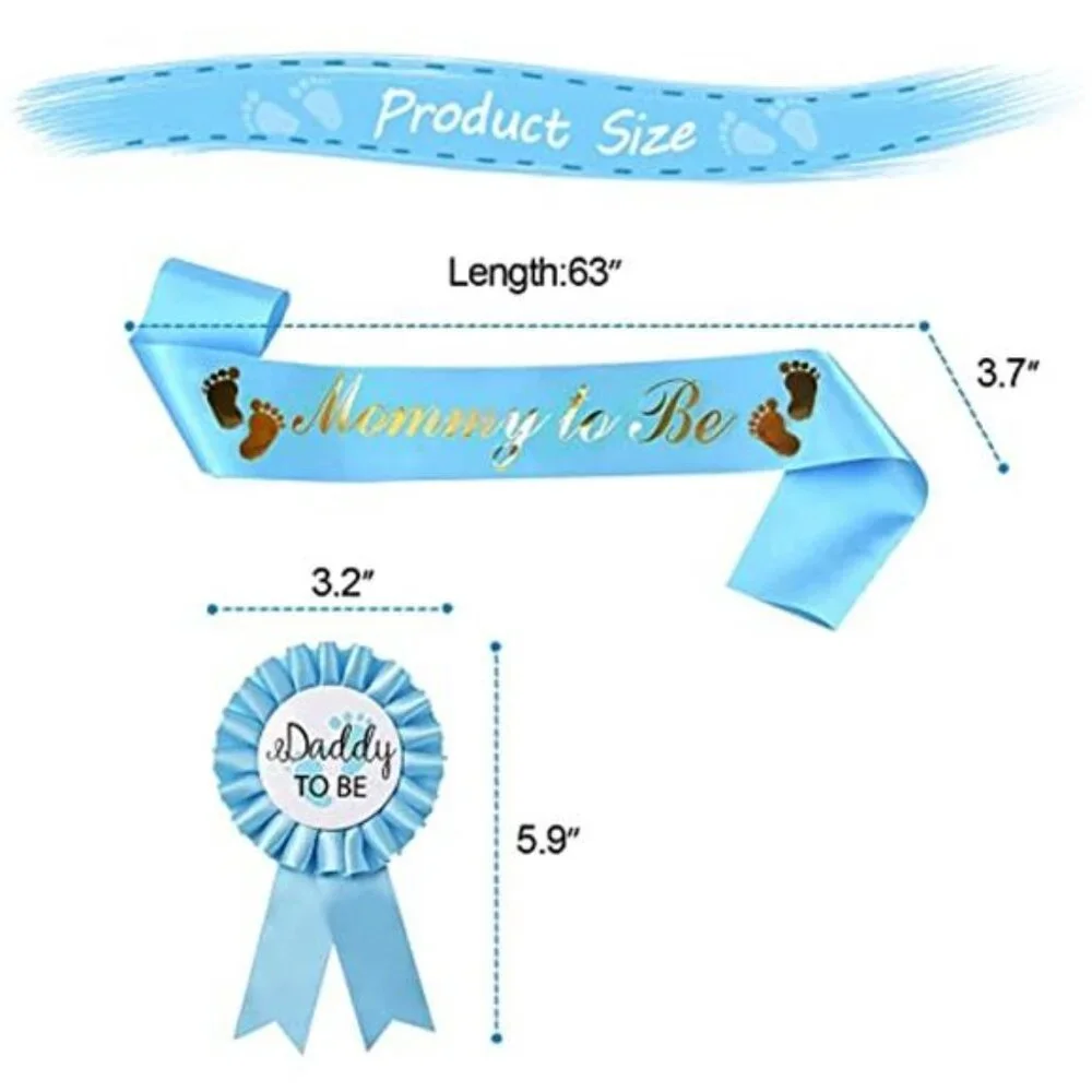 Blue Baby Shower Sash Mommy to Be Sash Daddy to Be Badge Gender Reveal Gift